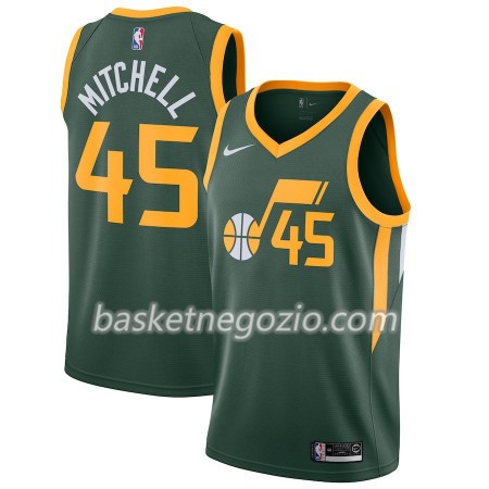 Canotte Uomo Utah Jazz Donovan Mitchell 45 2018-19 Nike Verde Swingman